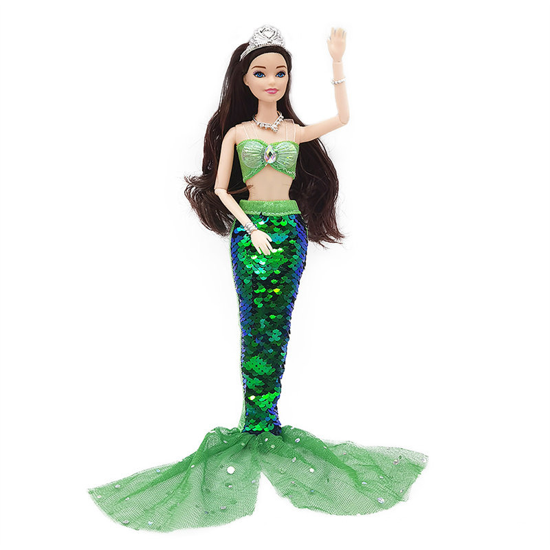 Muñeca sirena de 11 pulgadas, conjunto completo de múltiples articulaciones, muñeca móvil de 30cm de altura con falda de lentejuelas, traje, juguetes de vestir para niñas