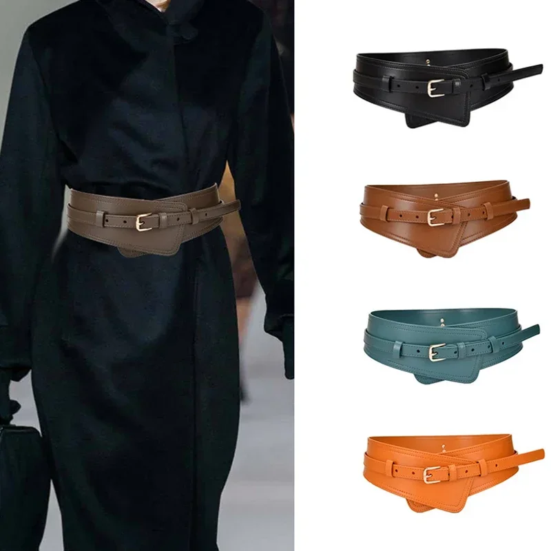 Faja de cuero de vaca para mujer, diseñador de lujo, moda, tendencia, accesorios de ropa informal, cinturón de hebilla de Pin gótico, corsé coreano