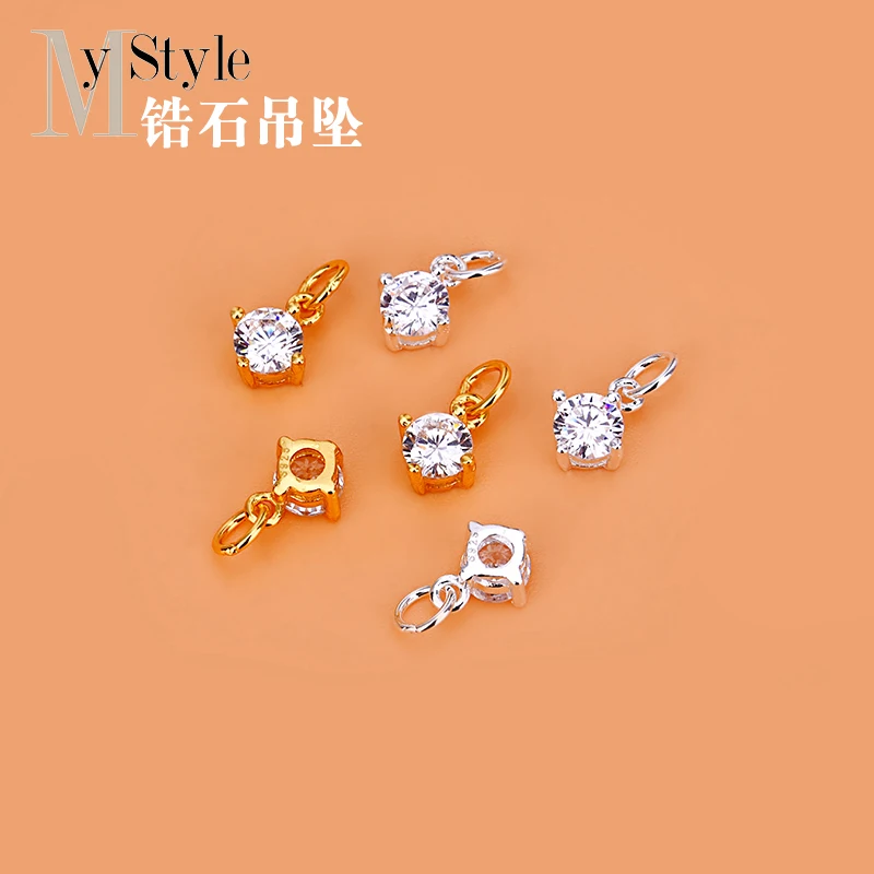 Accessoires en argent Sterling S925, petit pendentif en diamant, fait à la main, matériel perlé, bague, bracelet, collier, bijoux pour femmes