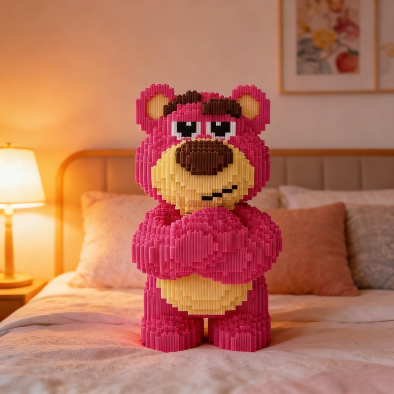 Disney Lotso Aardbei Beer Micro Bouwstenen Set 7340PCS 39cm Grote Maat Bricks Speelgoed voor Kinderen Volwassenen Gift Figuur Model