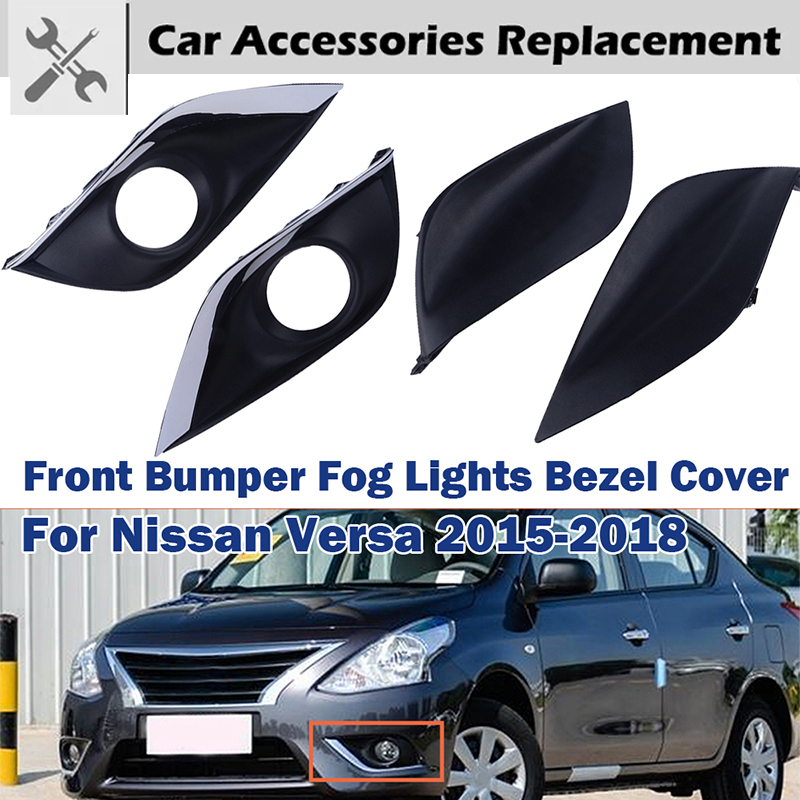 Penutup Bingkai Bezel Lampu Kabut Bumper Depan Mobil Berirama untuk Nissan Versa 2015 2016 2017 2018 dengan/Tanpa Lubang Lampu Aksesori Mobil