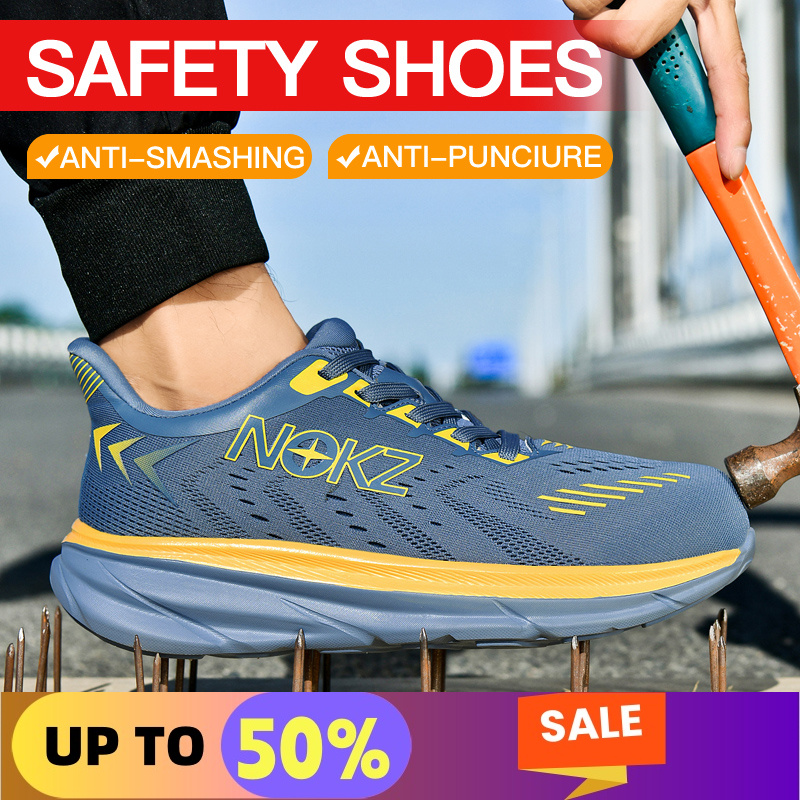 Work Safety Shoes Men Women Sneakers Lightweight Breathable Comfy Steel Toe Outdoor Work Safety Boots Protective Anti-puncture