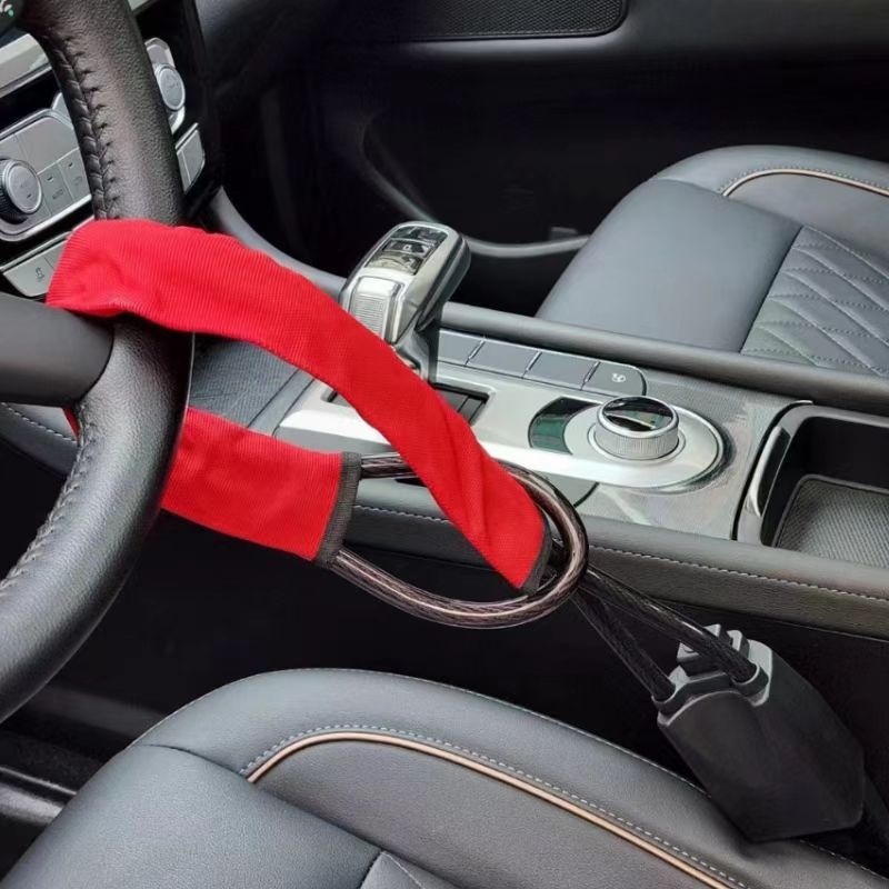 Verrou de volant de voiture en acier, verrou antivol pour ceinture de sécurité avec 2 clés, dispositif antivol facile à installer, compatible avec la plupart des voitures et des SUV