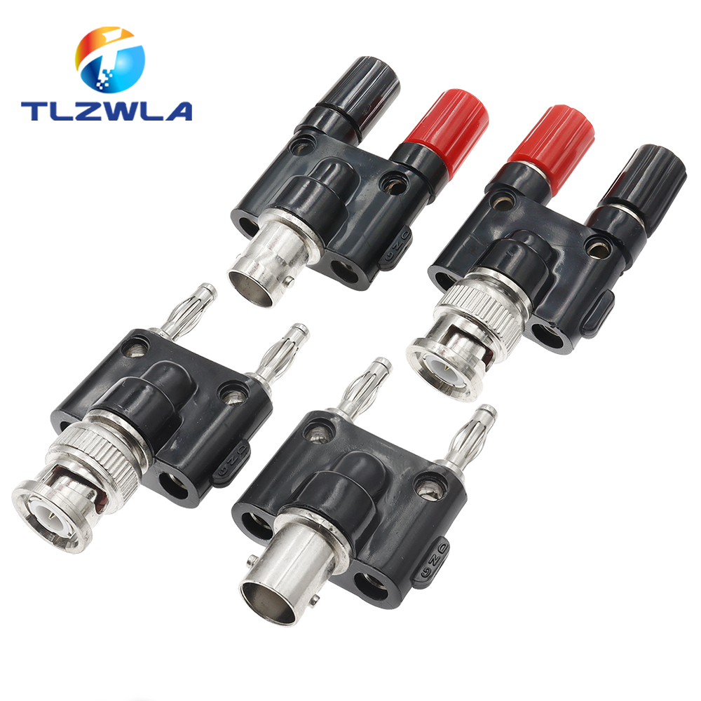 Q9 BNC Banana To Two Dual 4mm Banana Male Female Jack Coaxial Connector BNC Tee Type 3Way Splitter RF Adapter High Quanlity