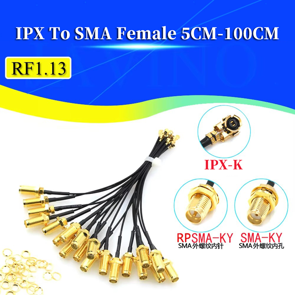 5 ชิ้น RP-SMA หญิง U. FL IPX RF สายจัมเปอร์ RP SMA to IPX RF 1.13 Extension Pigtail Connector สําหรับ AP PCI Wi-Fi Javino