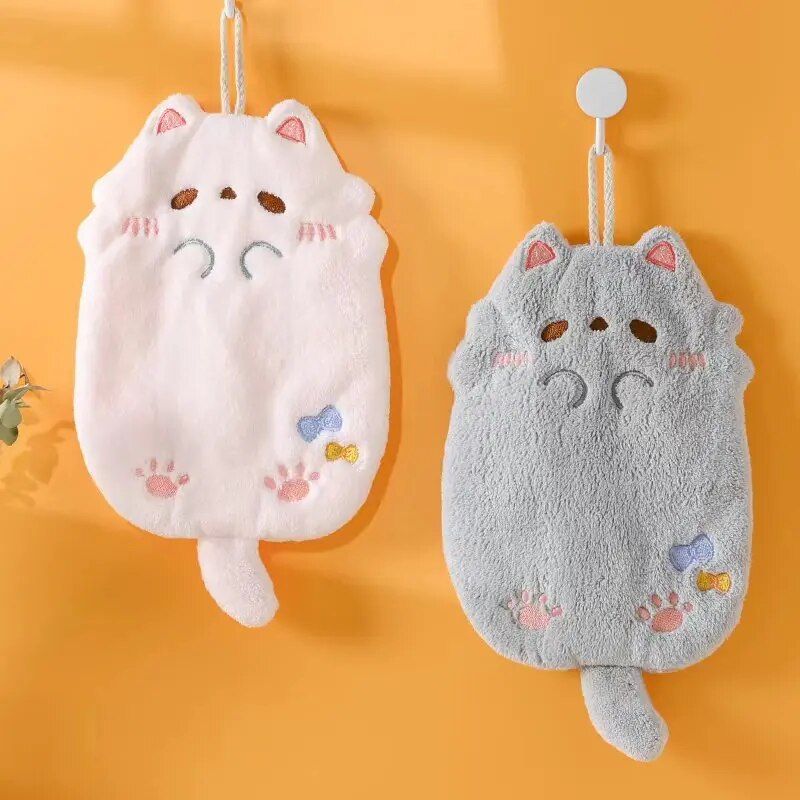 Nette Cartoon Tanuki Hängen Handtuch Korallen Samt Haar Verliert Nicht Dicke Tuch Saugfähigen Handtücher Für Küche Badezimmer Handtuch