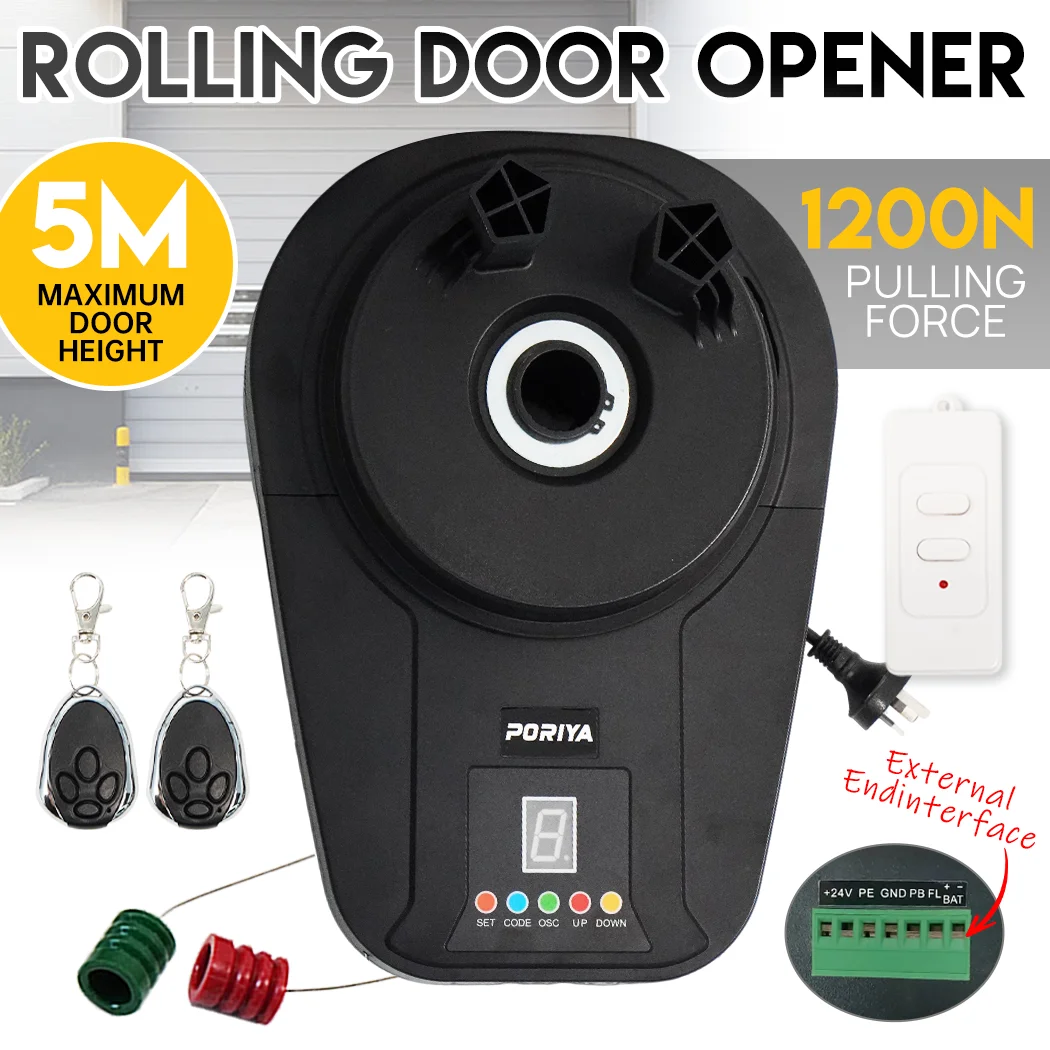 Automatic Roller Door Opener Smart Garage Door Roller w/ Remote Control