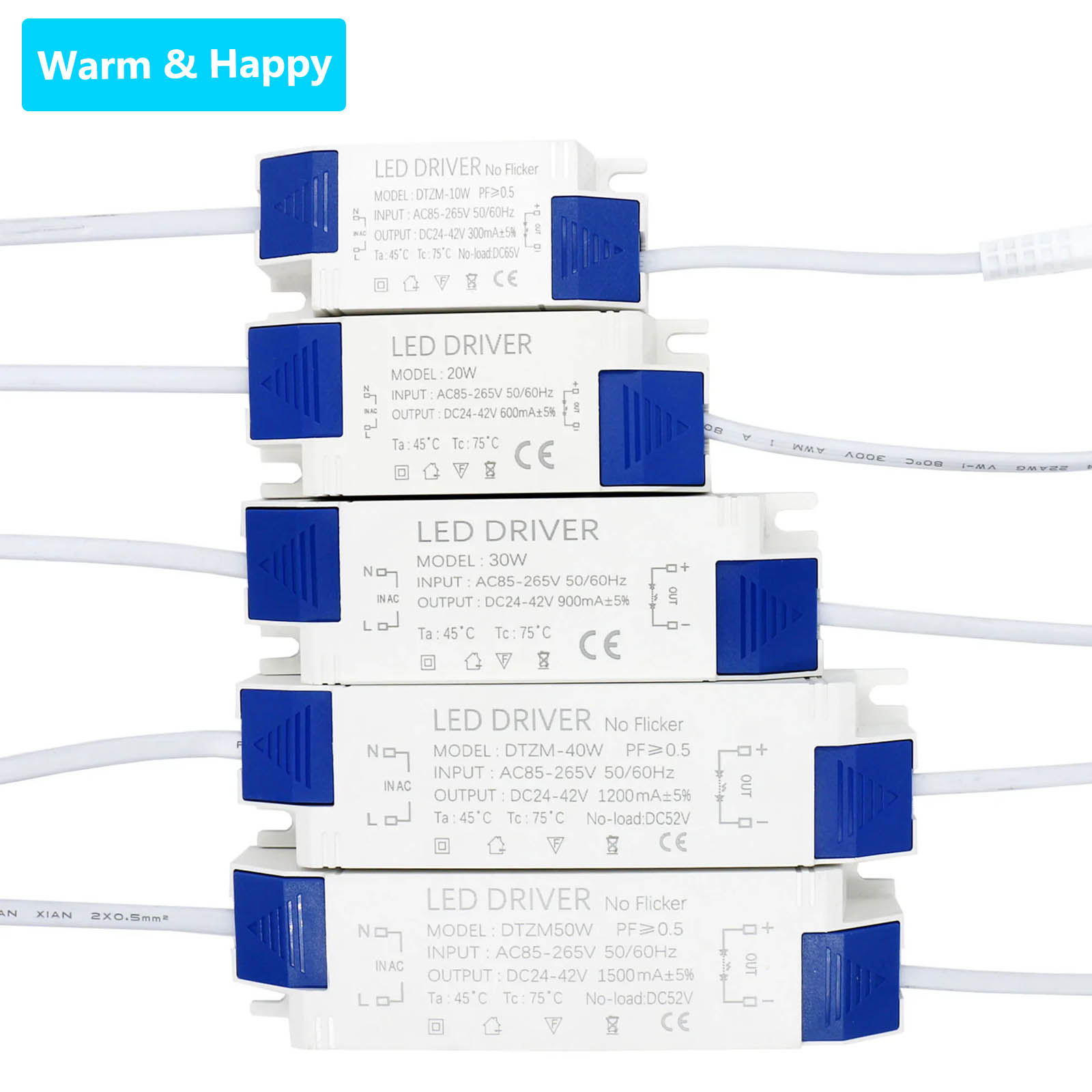 Cấp Nguồn Đèn LED Adapter 10W 20W 30W 40W 50W Chiếu Sáng Biến Hình DC24-42V AC85-265V Panel dùng Cho Đèn Led Driver Không Nhấp Nháy