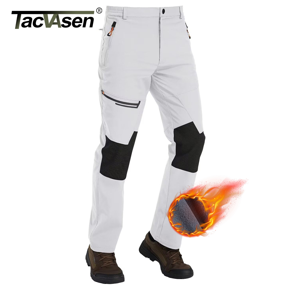 TACVASEN Pantaloni da trekking da uomo invernali caldi foderati in pile termico antivento all'aperto lavoro pesca campeggio pantaloni da sci di montagna