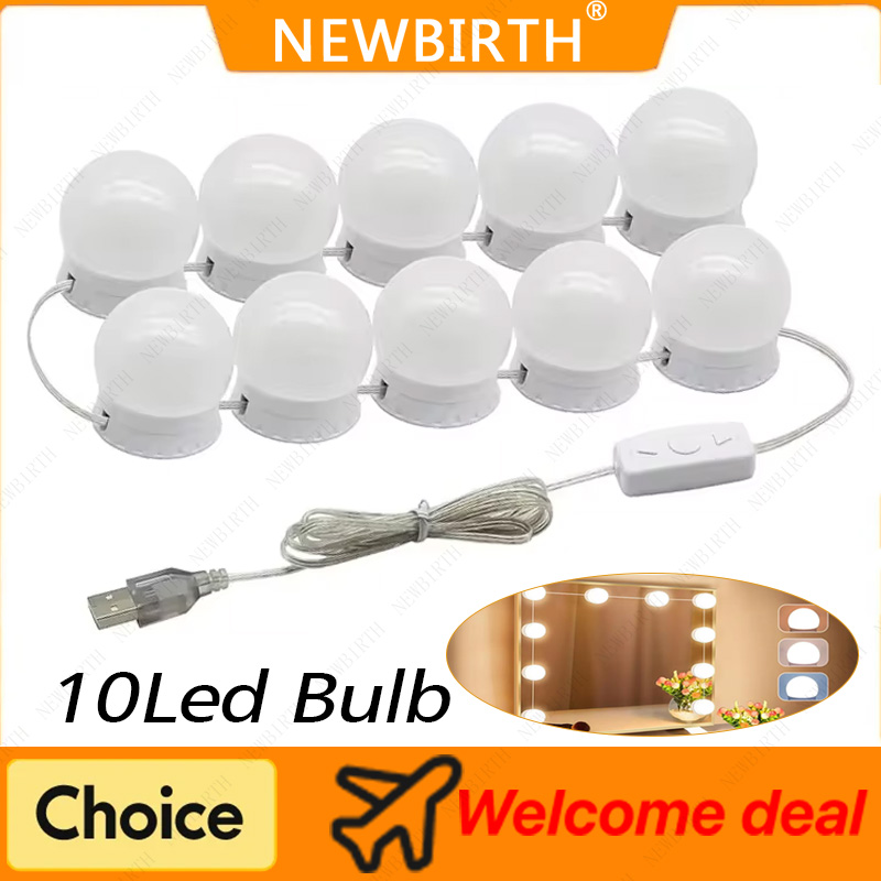 10 lâmpadas led destacáveis lâmpada de espelho de maquiagem profissional energia usb espelho cosmético luz hollywood penteadeira luzes de vaidade