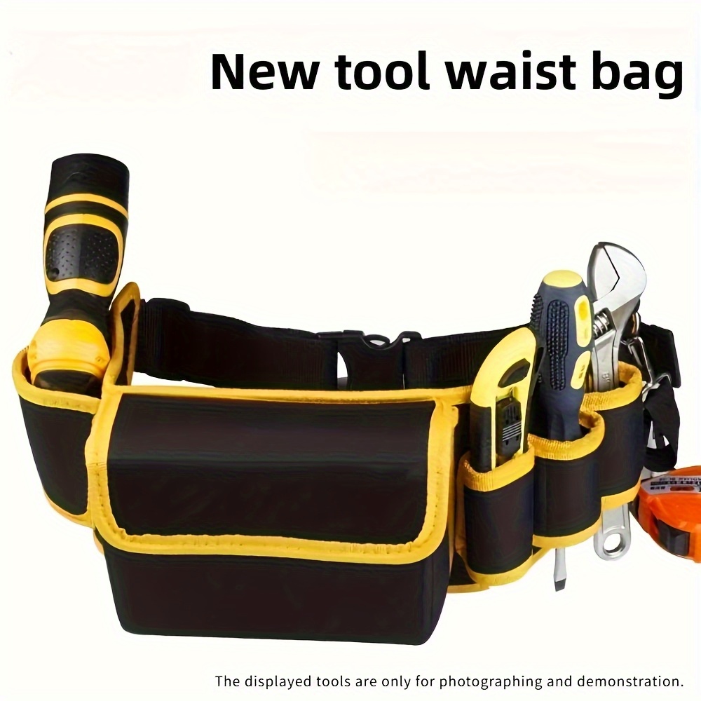 Bolsa de cintura para herramientas portátil, cinturón ajustable, gran capacidad, resistente al desgaste, para electricistas y carpinteros, 1 ud.