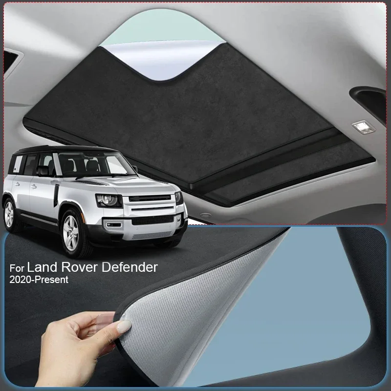 Tela de Gamuza para Auto, Anti-UV, para LAND ROVER Defender 2020-2026, Parasol para Techo Solar con Adsorción Electrostática, Aislamiento Térmico