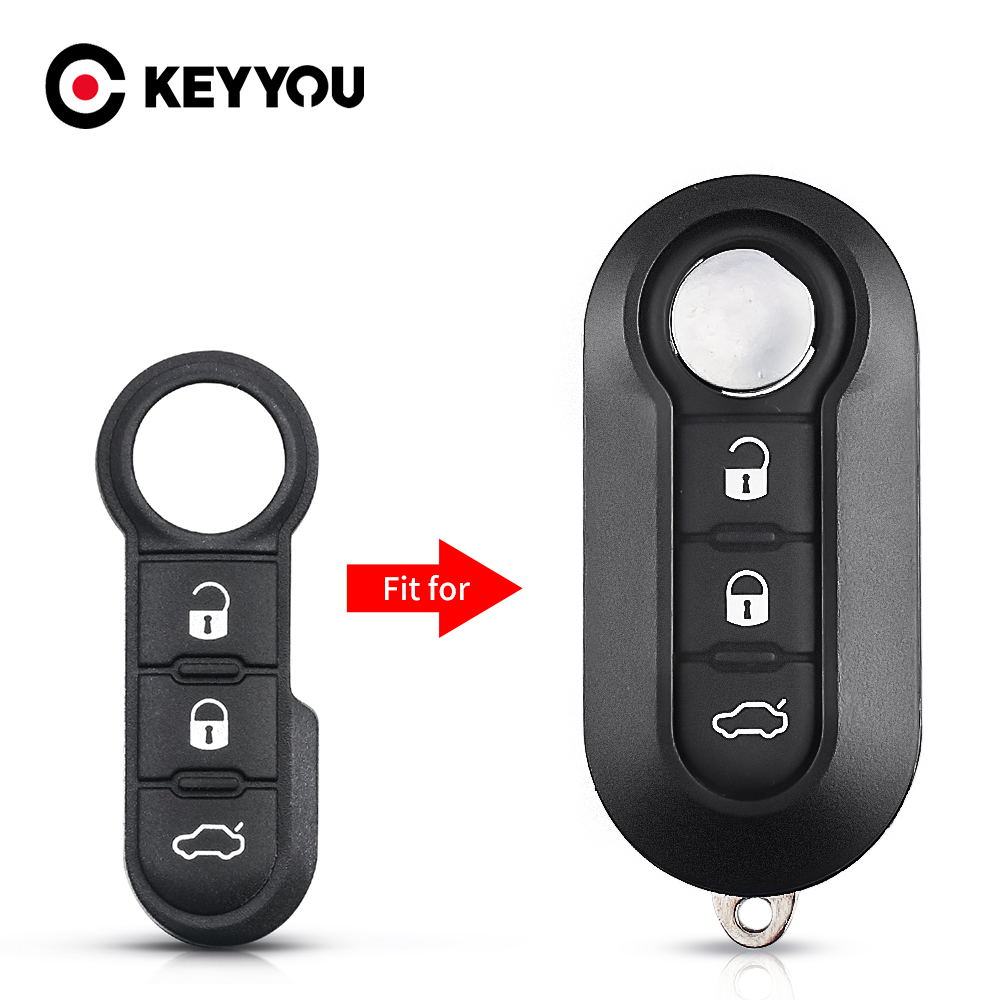 KEYYOU nowa stylizacja 3 przycisk podkładka gumowa Fob odwróć składany klucz zdalnego dla Fiat 500 Panda Abarth Punto zdalnego samochodu osłona na klucze skrzynki pokrywa