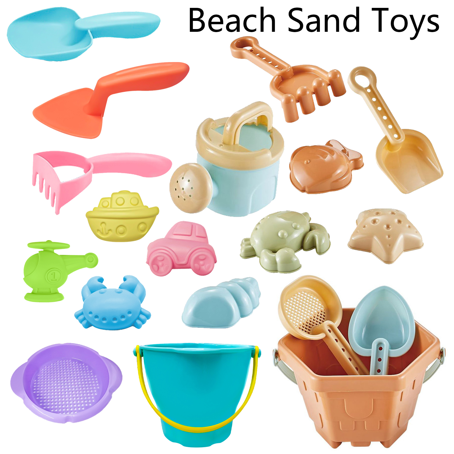 Juguetes de playa para bebés, juego de arena de verano al aire libre para niños, juego de arena para niños, excavación de palas de plástico, cubos, juego de agua, juguetes de playa para niños
