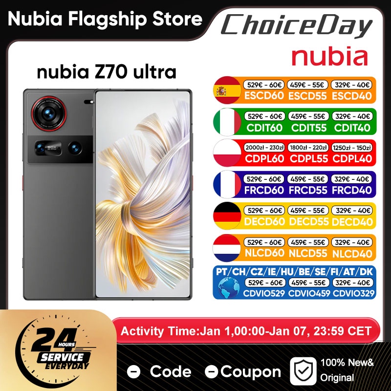 Smartfon Nubia Z70 Ultra 5G, ekran 6.85'' 144Hz Full Display, aparat, bateria 6150mAh, wodoodporność IP68, NFC, wersja globalna, 100% nowy.