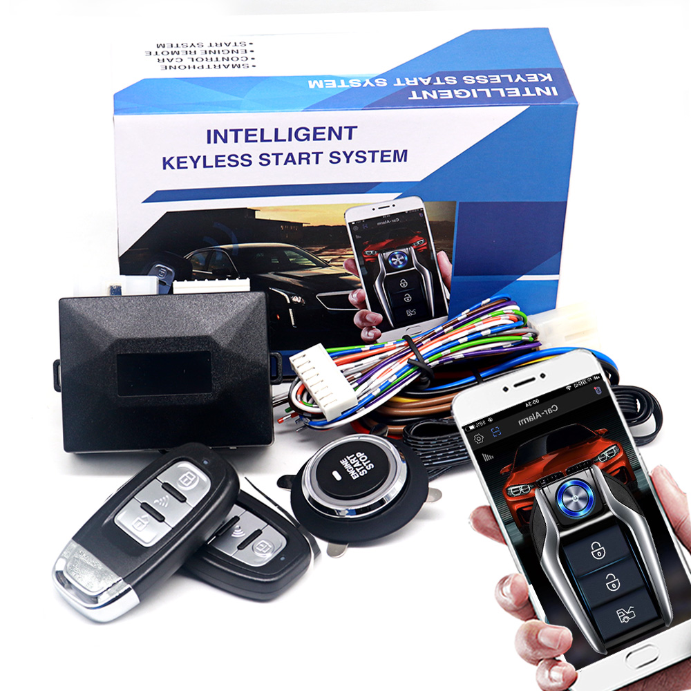 Universal Car ALARM Auto Start STOP System รีโมทคอนโทรลเครื่องยนต์จุดระเบิด Autostart Kit Keyless PUSH Start ระบบรถ Accessorie