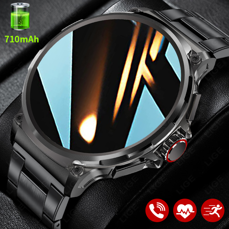 LIGE-reloj inteligente con asistente de voz para hombre, accesorio de pulsera resistente al agua con Bluetooth, llamadas, seguimiento de salud, Batería grande de 710Mah