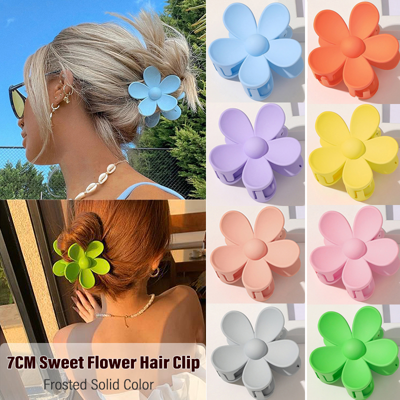7CM Effen Gematteerde Bloemen Haarspelden - Premium Haaraccessoires voor Vrouwen/Meisjes (Paardenstaart/Haaispeld)