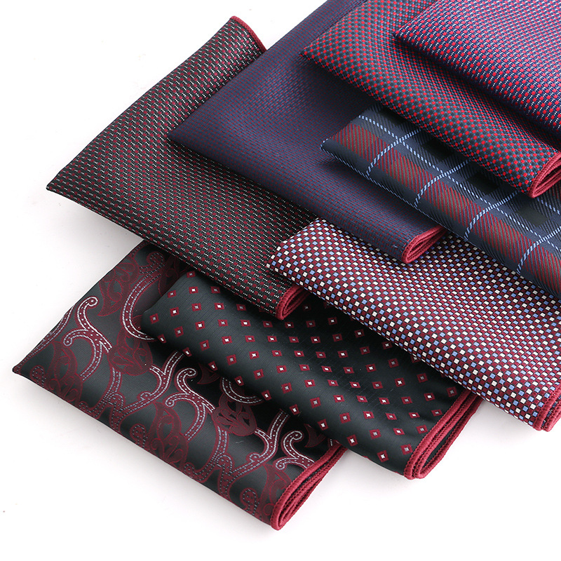 Dot Men Pocket Square Jacquard Woven Design Moda Vermelho Preto Cor Alta Qualidade Lenço Homens Mulheres Vestido De Noiva Terno Presente