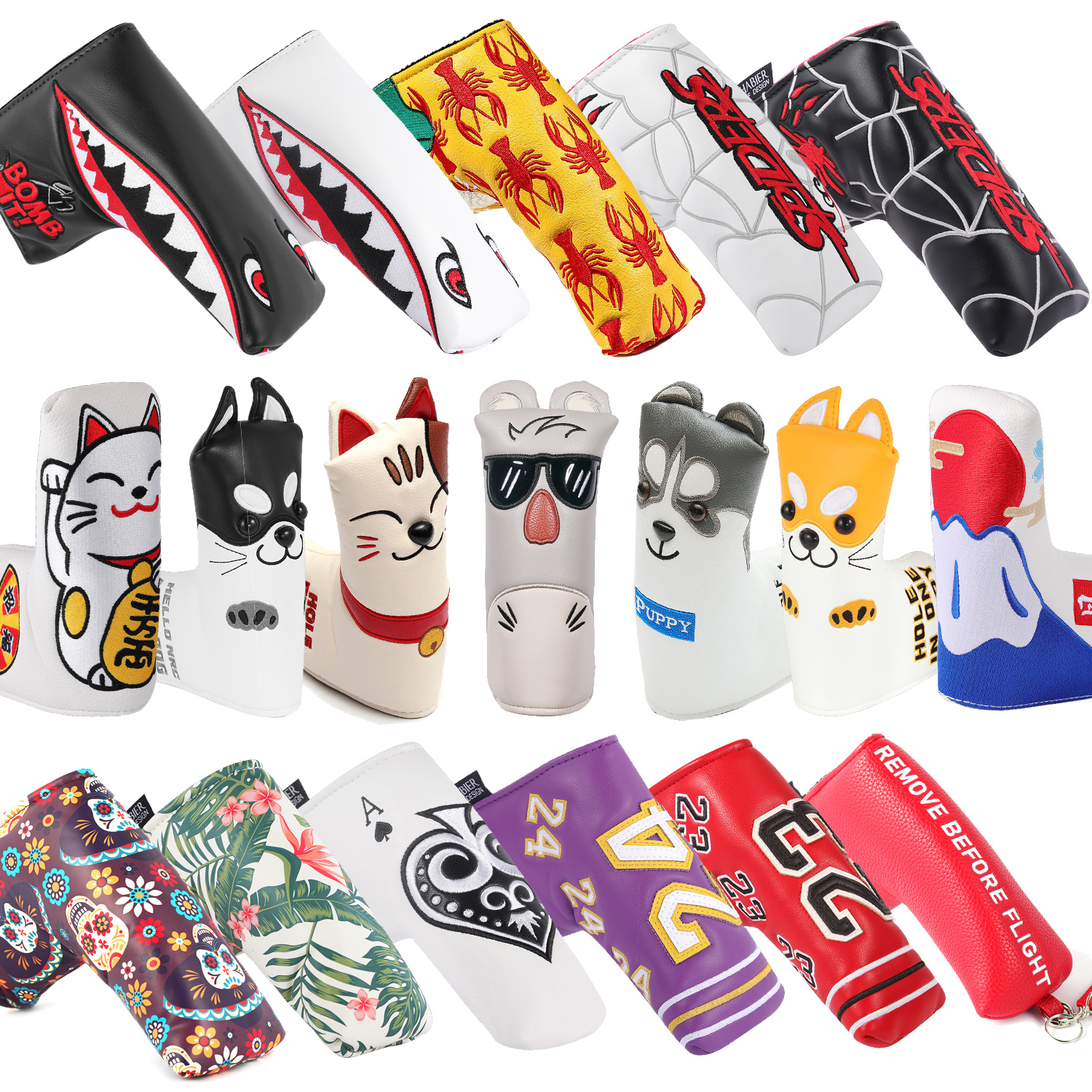 Copri lama Copri lama per putter da golf Copri putter da golf bianco Chiusura copricapo per putter da golf Blade