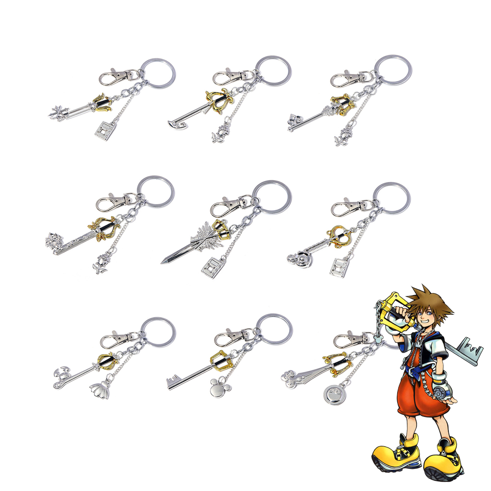 Game Kingdom Hearts Sora Key Keychain Keyblade Weapon Model Removable Metal Keyring Men Car Women Bag Accessories Jewelry