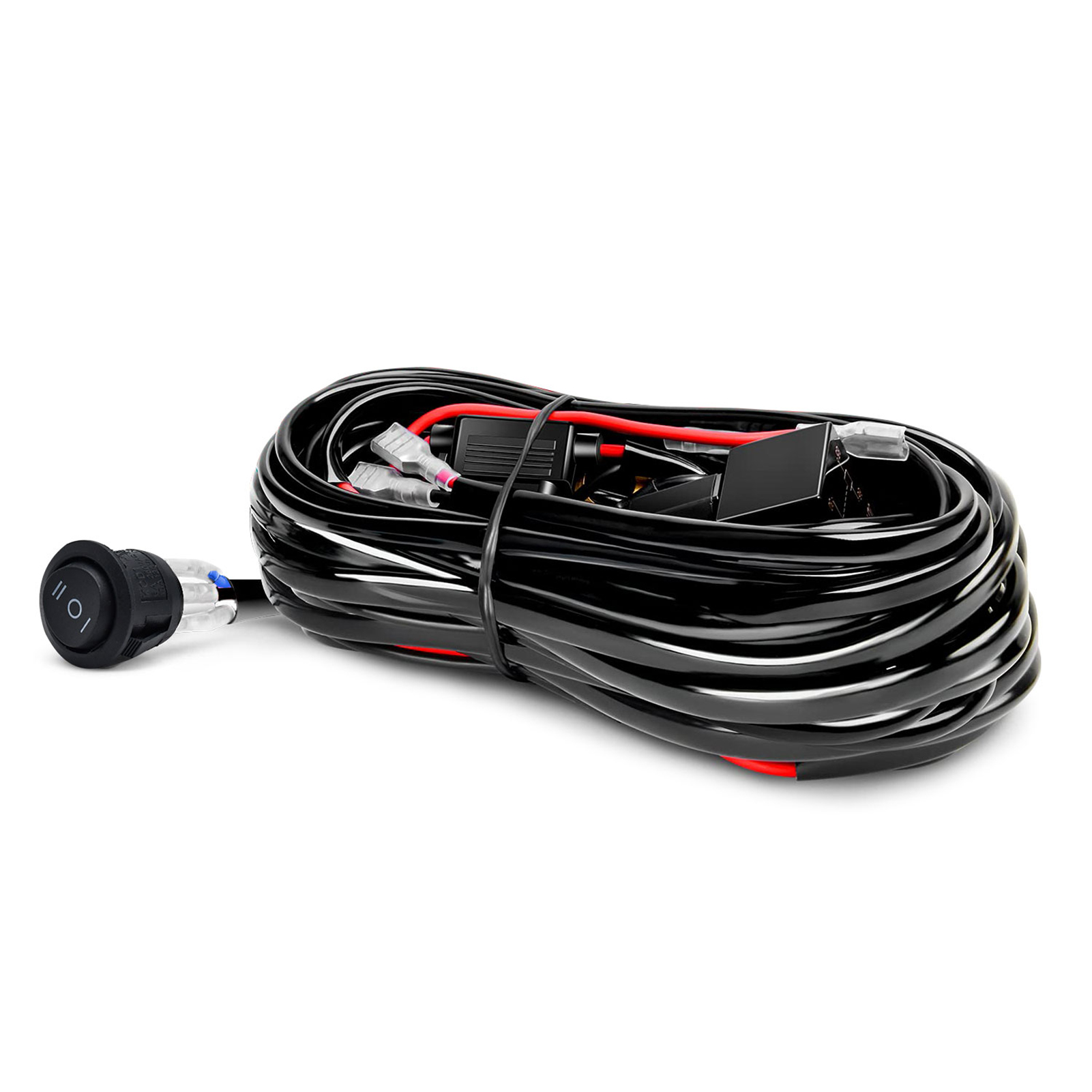 Kit cablaggio barra luminosa a LED, 480W 2 cavi cablaggio LED 18 AWG con relè 12V 40A e interruttore di controllo impermeabile