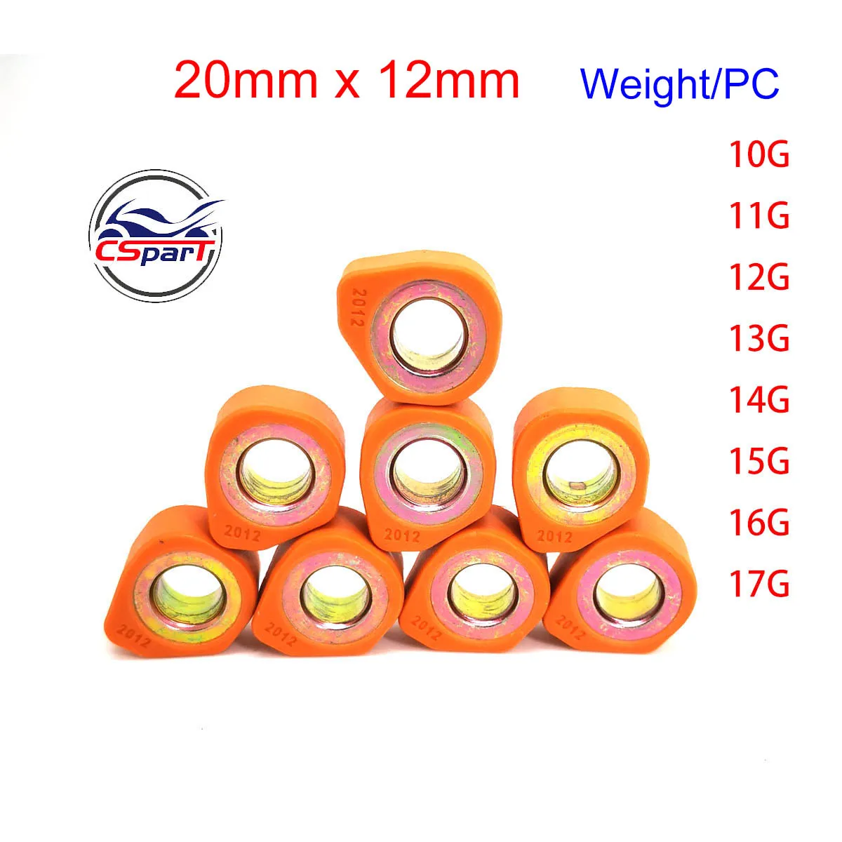 20x12 11G ~17G Variator-Rollen Polydon-Gewichte Schieber 250 300 400 YP250 Majesty APRILIA MBK Linhai J300 Roller ATV Buggy