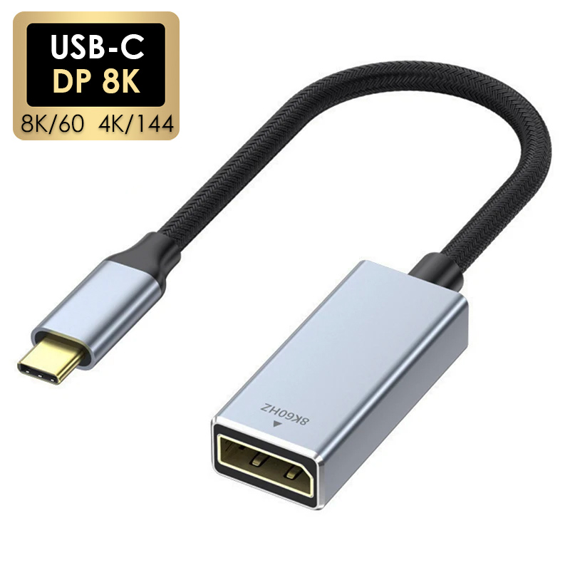 USB 3.1 Type C к Displayport 8K@60Hz DP 1.4 Плетеный кабель 4K 144 Гц HDR USB C Порт дисплея Видеоадаптер для MacBook Pro Air M1