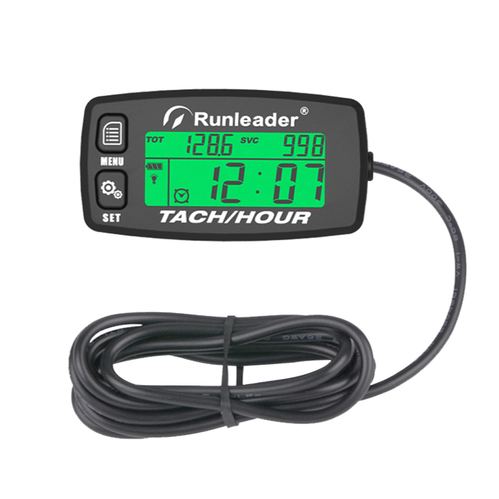 Backlit Resettable Tacômetro Medidor, alerta indutivo, RPM Motor Hour Meter, motocicleta ATV cortador de grama, HM032