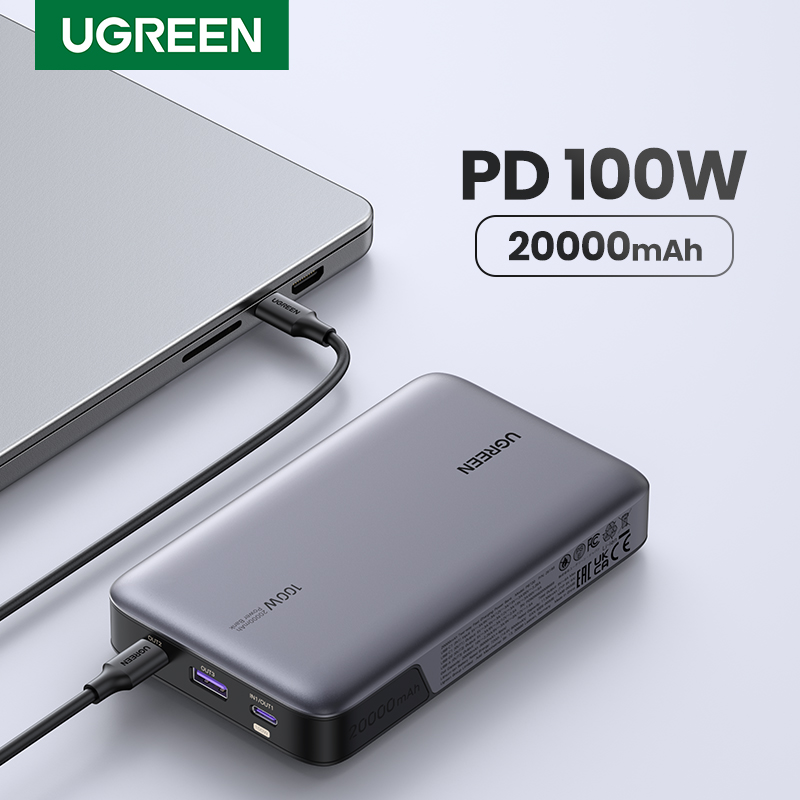 UGREEN 100W 20000mAh banco de energía portátil PD carga rápida PowerBank para iPhone 15 portátil batería externa de carga rápida