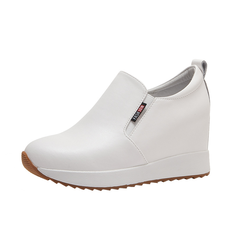Zapatos blancos pequeños de cuero, zapatos informales para mujer con zapatillas de deporte de suela blanda