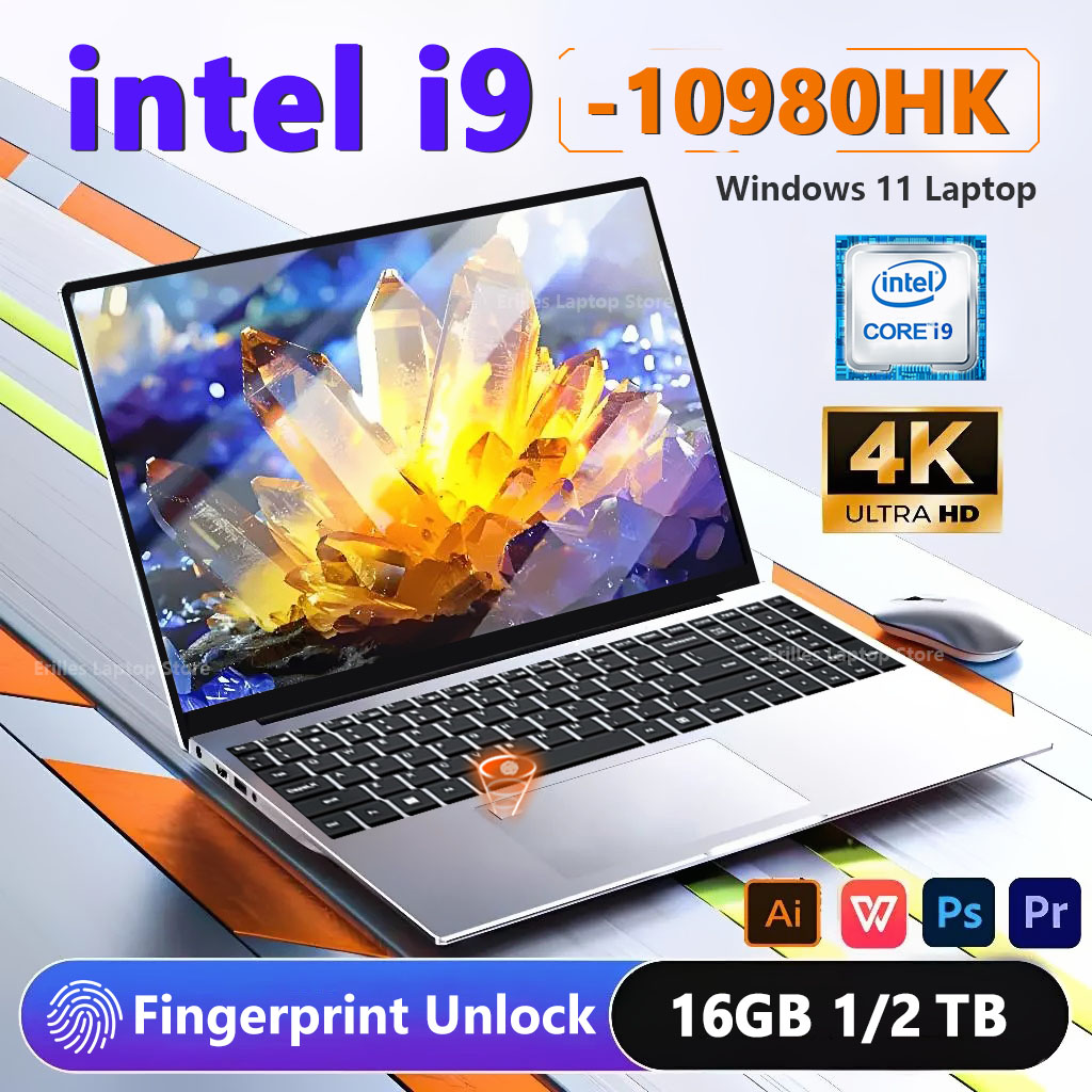 Laptop com Windows 11 Pro, Intel Core i9 10980HK, tela de 15.6 polegadas, 16GB de RAM, SSD de 1TB/2TB, para jogos, com leitor de impressão digital e teclado retroiluminado.