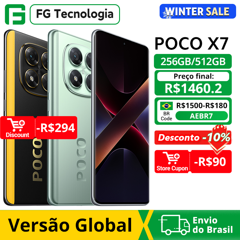 Versão Global do Smartphone POCO X7 Dimensity 7300-Ultra Tela AMOLED de 6.67\" 120Hz 45W 5110mAh Câmera de 50MP IP68 NFC