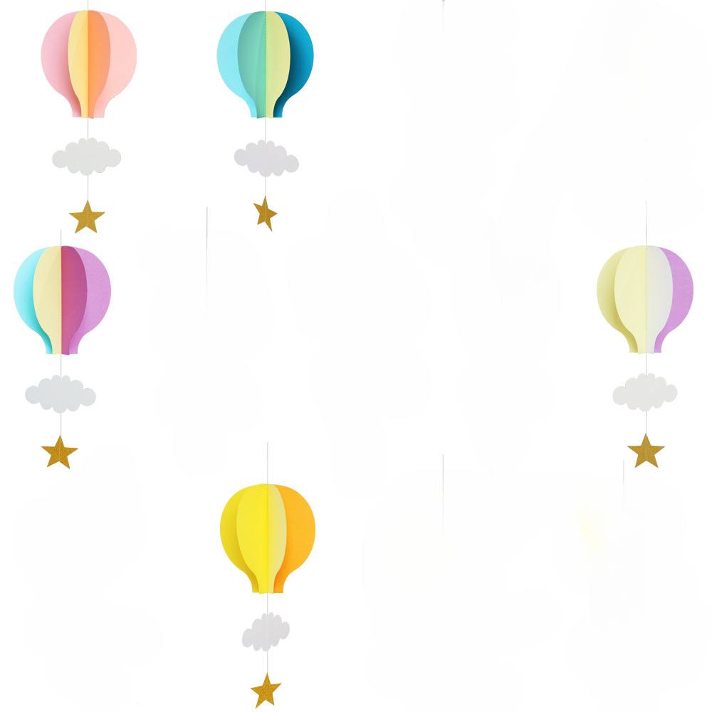 5pcs 3d Dekorationen für Hochzeiten Feiertage Geburtstage Partys Dekorationen Heißluft ballons Wolken Fenster zeigt Anhänger
