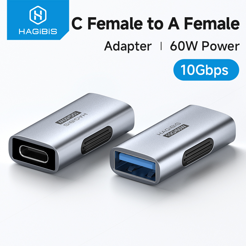 Hagibis USB C Female to USB Female Adapter USB 3.2 OTG Converter 60W Charging Extension Connector for iPhone Macbook Pro Laptops