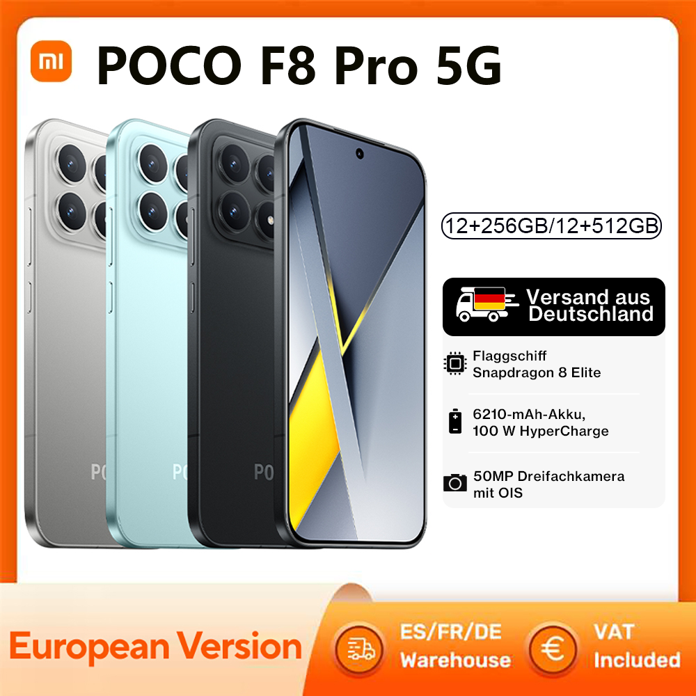 Smartphone POCO F8 Pro 5G con Snapdragon ® 8 Elite 6.59'' Display AMOLED HyperRGB 120Hz, Batteria 6210mAh, Funzione di Ricarica 100W, 50MP NFC