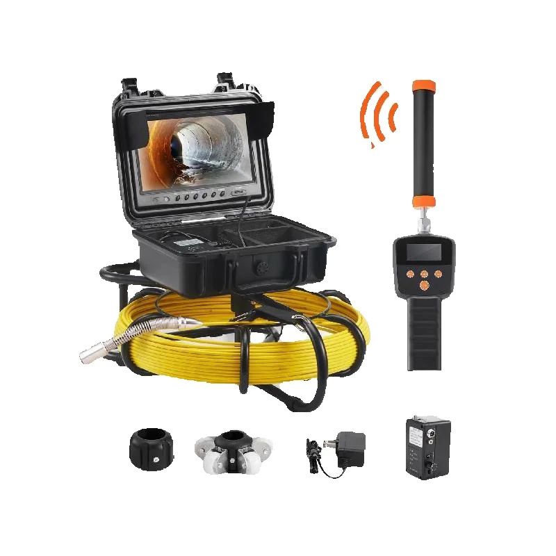 SucceBuy Kanalisationskamera mit 512-Hz-Ortungsgerät, IP68, 9-Zoll-Pipeline-Inspektionskamera mit DVR-Funktion mit 12 einstellbaren LEDs und 16 GB SD-Karten