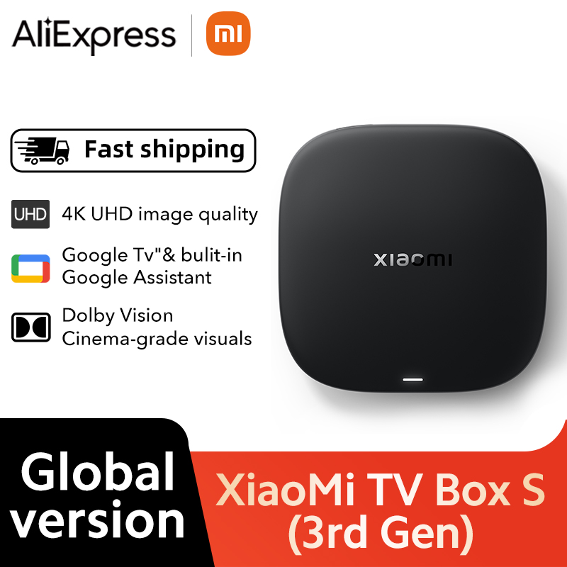 【Marca +】Xiaomi TV Box S 3.a generación 4K Ultra HD Bluetooth 5,2 Wifi6 32GB ROM Google TV Asistente de Google Reproductor multimedia inteligente