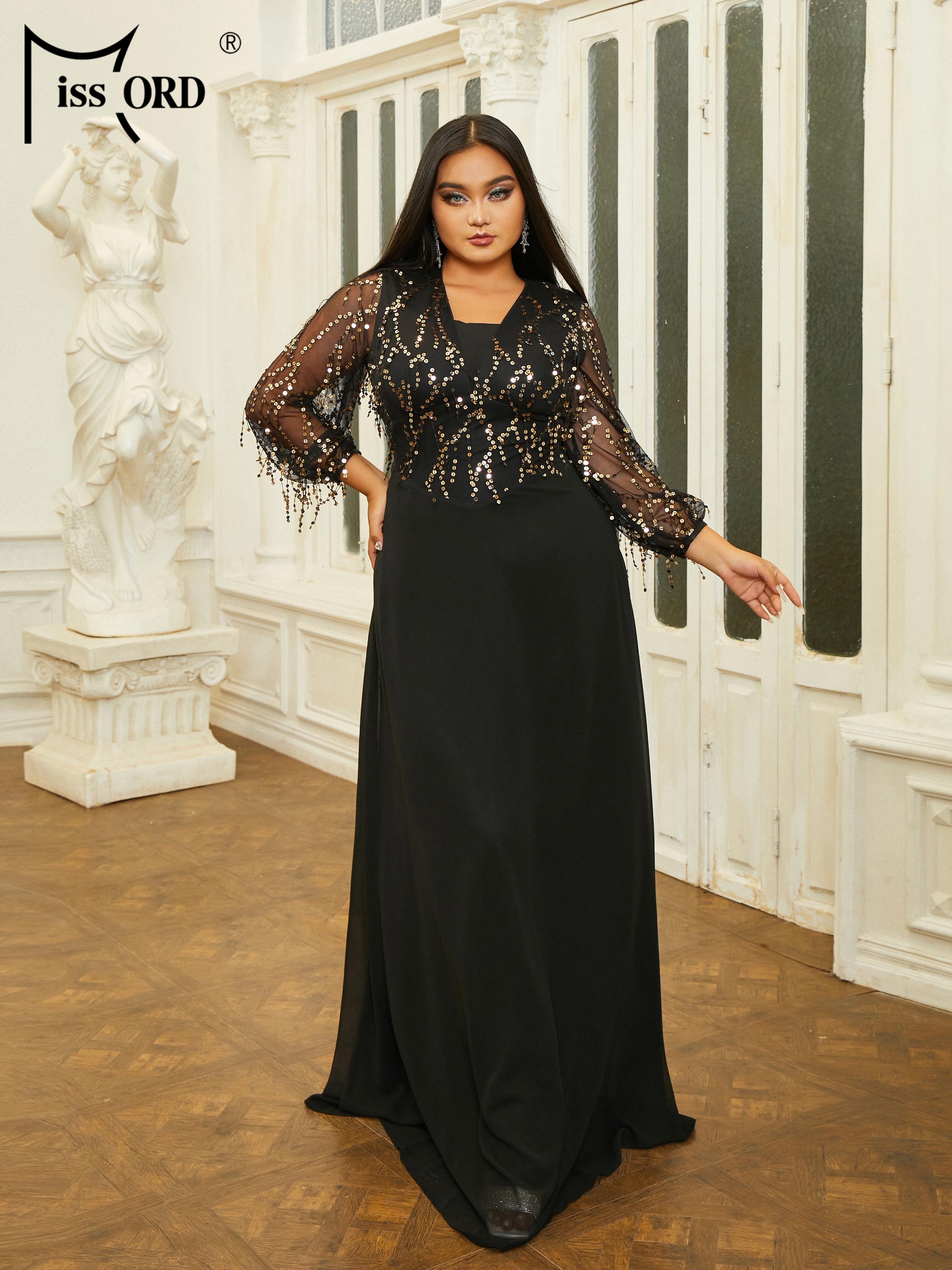 Missord-vestidos de noche con borlas y lentejuelas, ropa Formal de talla grande, línea A, novedad