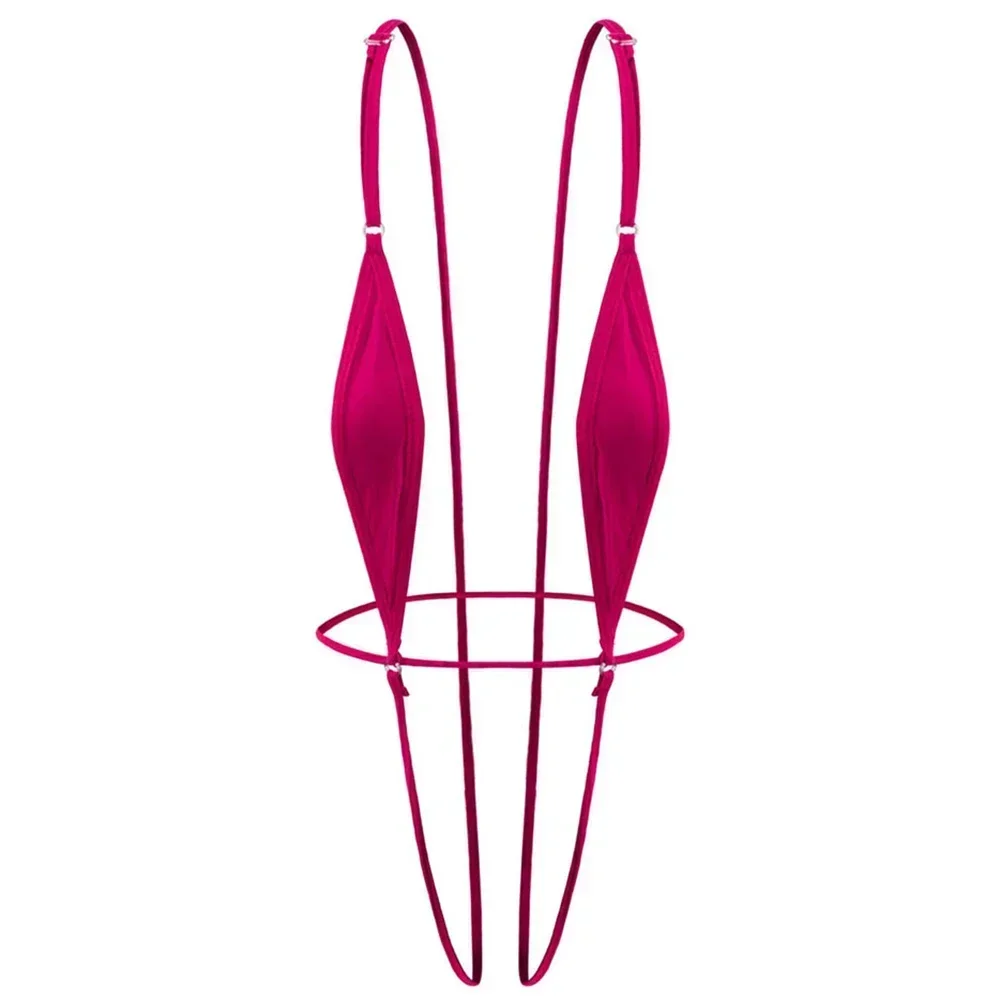 Bikini Sexy de seda de hielo con huecos para mujer, traje de baño ultrafino con espalda descubierta y Tanga, Bikini erótico para playa