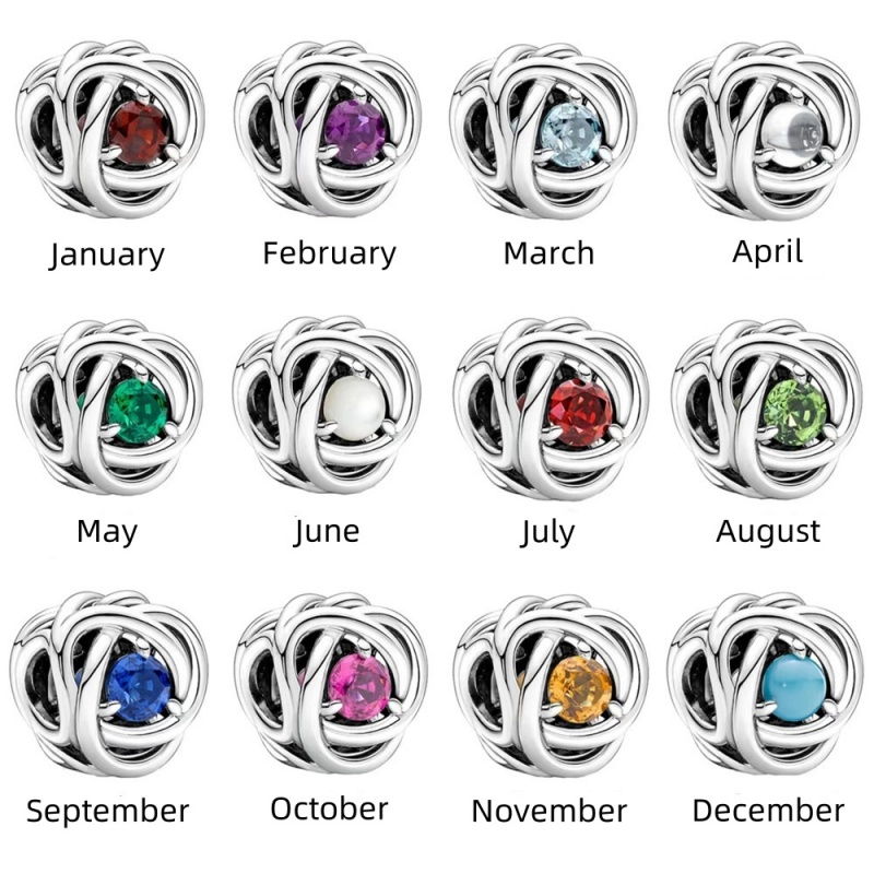 Серия Birthstone с декабря, посеребренные бусины-подвески из сплава для Pandora, браслет «сделай сам», ожерелье, ювелирные аксессуары