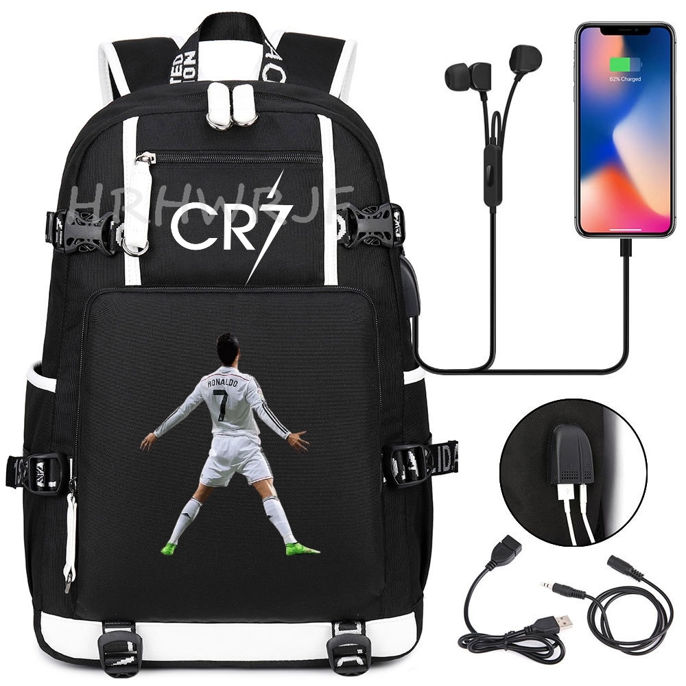 Camouflage CR7 Backpack Laptop Hikking Backpack Sports 18 Inch School Bags waterproof USB Large Capacity Bag Mochilas Back Pack