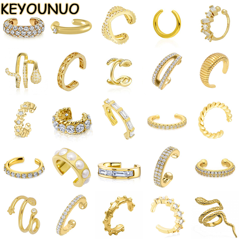 KEYOUNUO 1 pièces or argent rempli oreille manchettes boucles d'oreilles pour femmes perle Zircon faux Piercing doré pince boucle d'oreille bijoux en gros