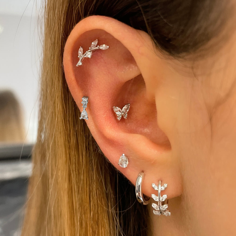 Knorpel-Edelstahl-Ohrstecker für Damen, 2023, Septum-Piercing, Zirkon, Schmetterling, Ohrbügel, Lappen, Tragus, Helix-Schmuck