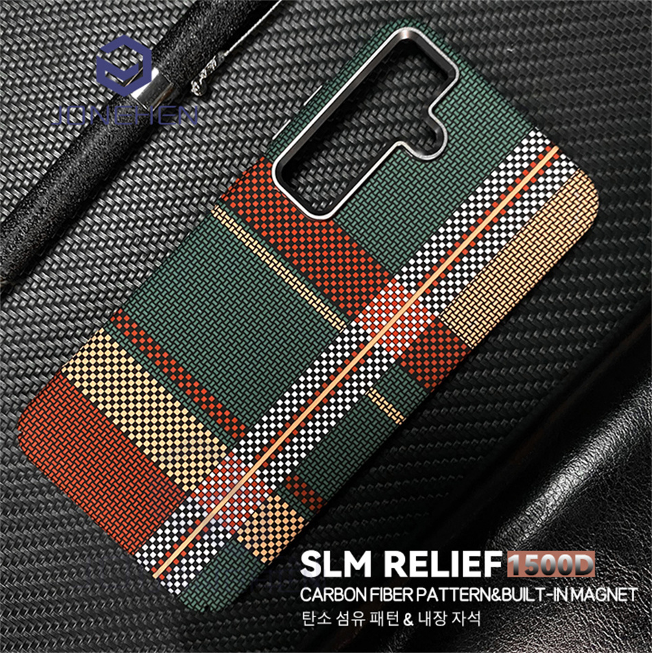 Custodia Magnetica Personalizzata con Motivo in Fibra di Carbonio per Samsung Galaxy S24 S25 S26 Ultra S23 Plus, Cover Opaca con Lente in Metallo per Magsafe