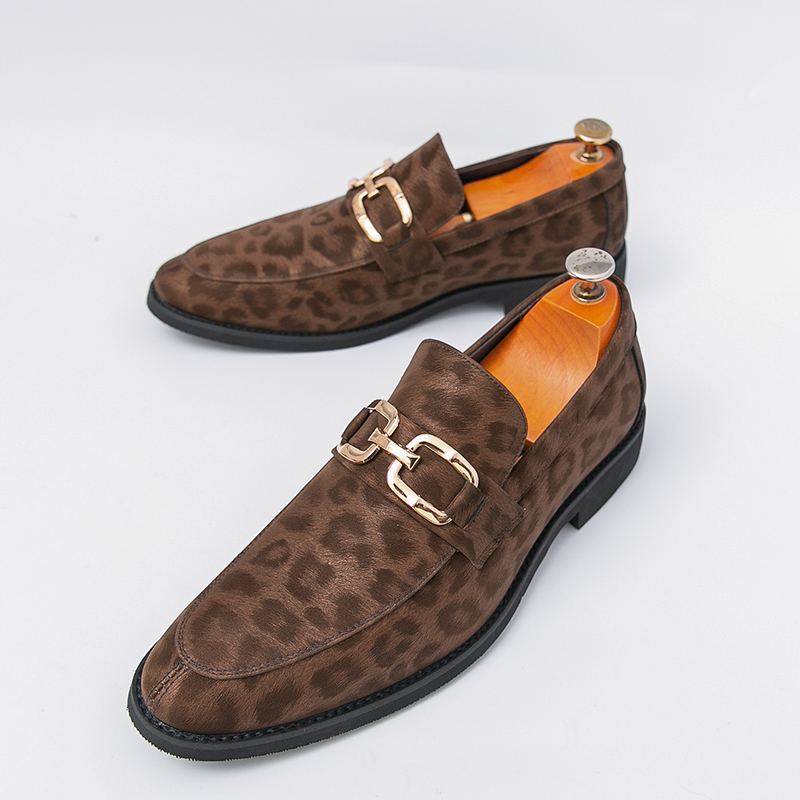 Chaussures mocassins pour hommes en daim couleur unie à talon bas, chaussures tendance pour hommes d'affaires