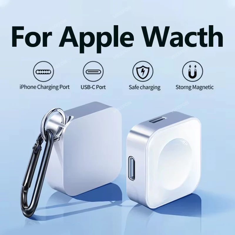 แบบพกพาไร้สายนาฬิกา Charger ประเภท C 8pin สองอินเทอร์เฟซสําหรับ Apple Watch S9 8 7 6 5 4 3 2 1 SE Ultra Series Fast Charger