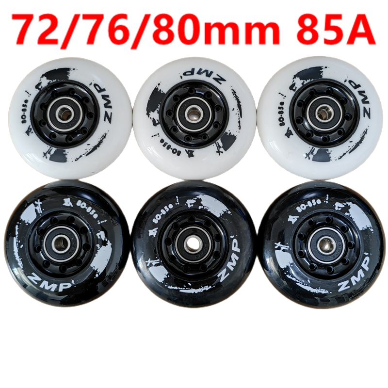 ล้ออินไลน์สเก็ตล้อสเก็ตสีดําสีขาวล้อ PU 80A 85A 72 มม.76 มม.80 มม.