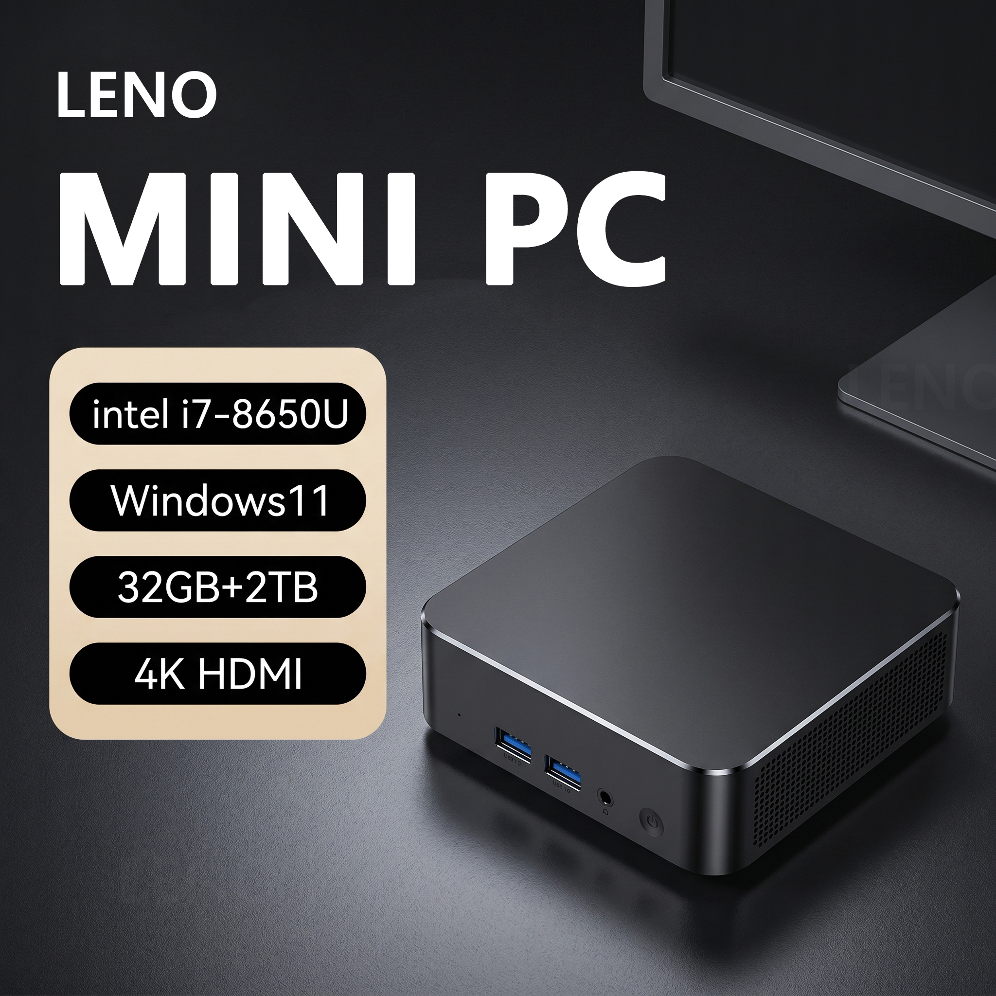 Mini PC Gamer 2026, Intel Core i7-8650U, 32GB RAM, 1/2TB SSD, FHD, Bluetooth, WiFi6, TYPE-C, Windows 11, para Juegos y Oficina, 4K HDMI
