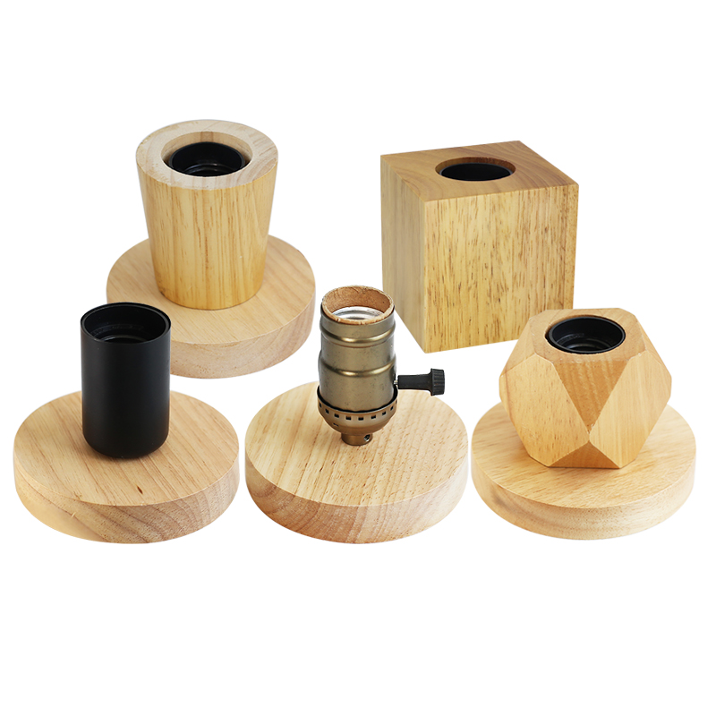 Retro E27 Lampenfassung Holz EU Stecker Lampenfassung Vintage Tischlampe Schalter für Schlafzimmer Nachttisch Boden Dekor mehrere Formen